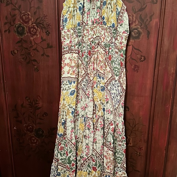 Anthropologie The Somerset Green Floral Halter Style Maxi Dress - Picture 5 of 8